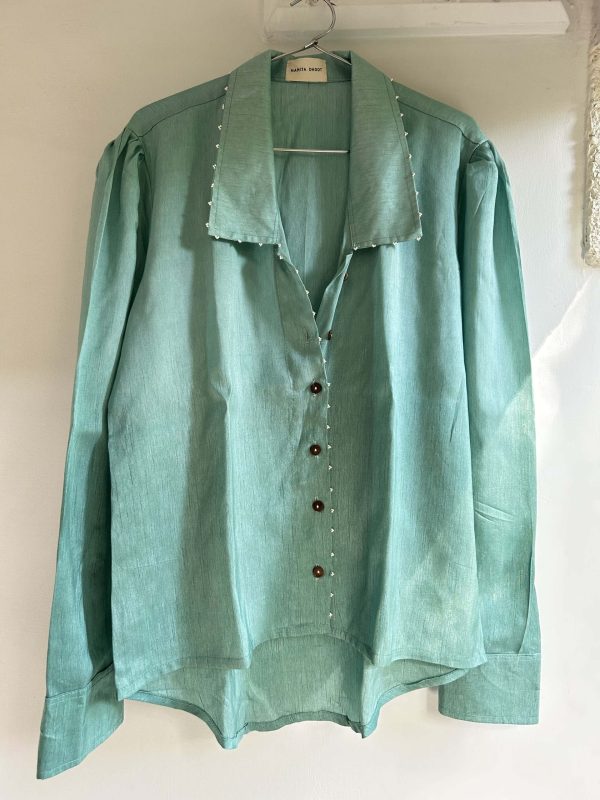 Classic Sky Blue Casual Festive Shirt